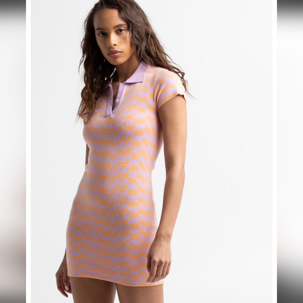 RSQ Orange and Purple Geometric Polo Sweater Dress